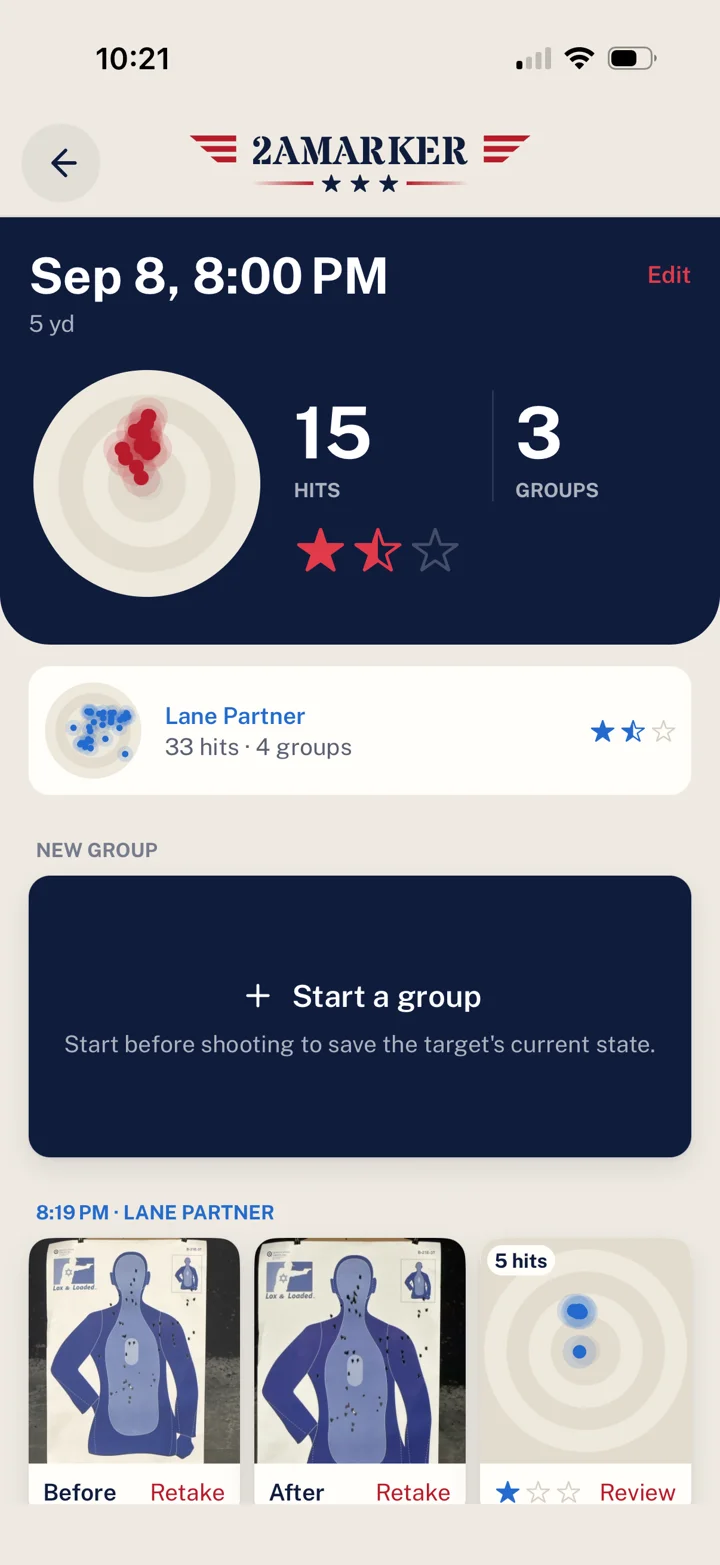 2AMarker: photographing a target, the hits it finds, and groups overlaid on one sheet
